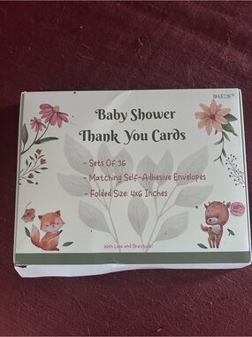 Baby Shower Thank You Cards - Floral Fox Design in Blush & Sage